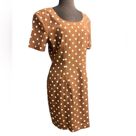 Vtg Polka Dot Pretty Woman Ladylike Modest Sheath Dress Size M Soft Coquette - Picture 2 of 7